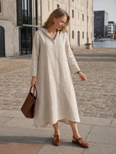 100% Linen Hooded Pullover Midi Dress REBECCA by LINTICO