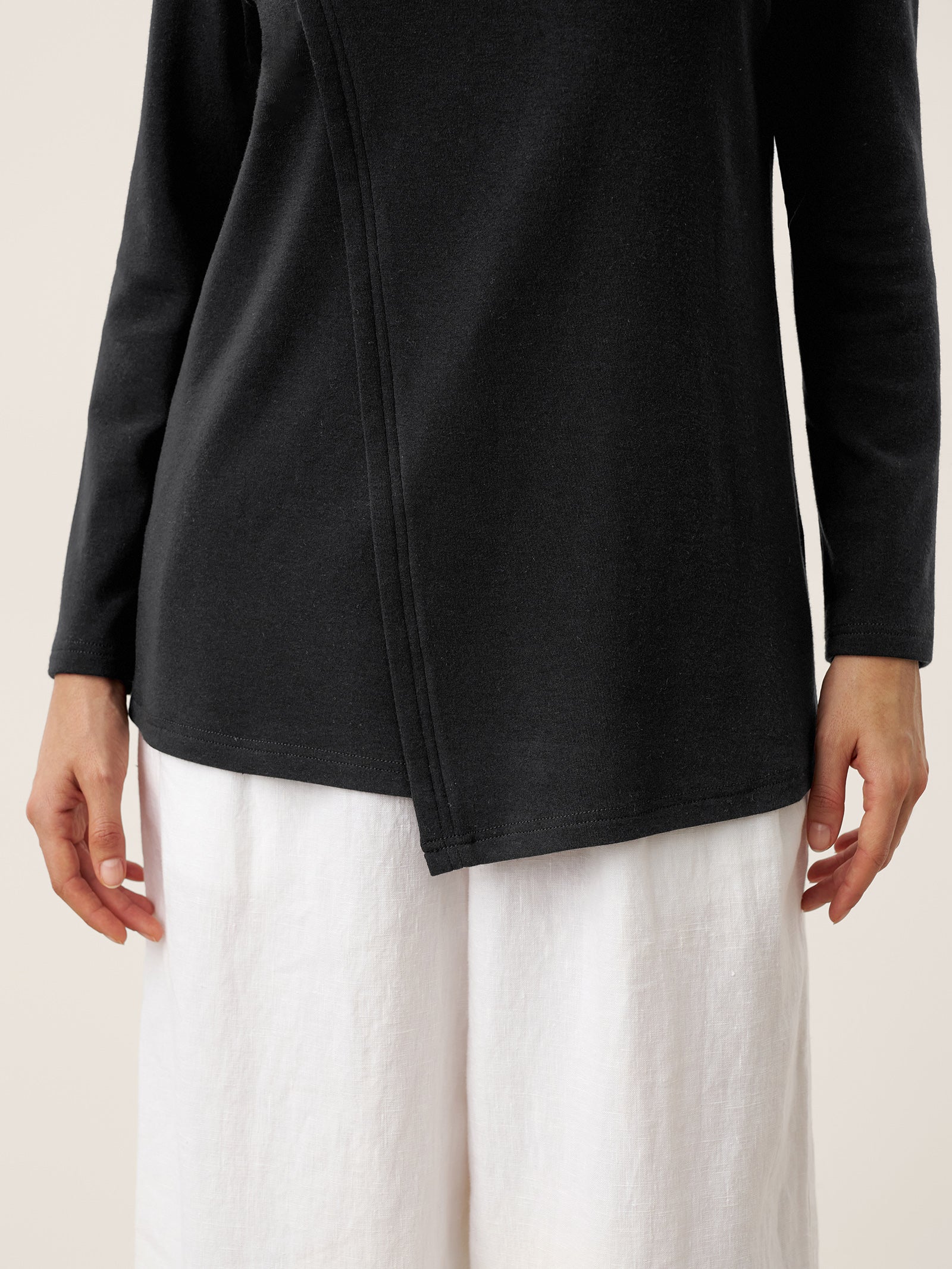 Lenzing Modal® Mock Neck Buttoned Stretch Top ZARIA by LINTICO for women