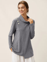Lenzing Modal® Mock Neck Buttoned Stretch Top ZARIA by LINTICO for women