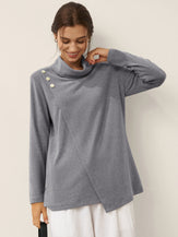 Lenzing Modal® Mock Neck Buttoned Stretch Top ZARIA by LINTICO for women