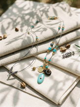 Natural Stone Beaded Long Necklace by LINTICO