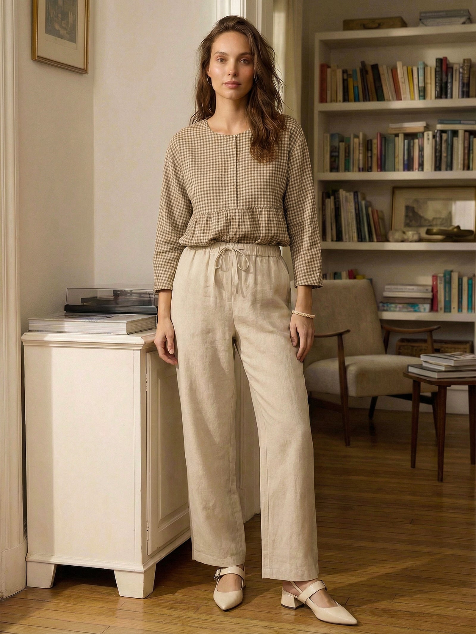100% Linen Classic Pants LYON by LINTICO for women
