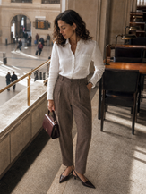 Wool Striped Tapered Tailored Trousers CASSIOPEIA by LINTICO