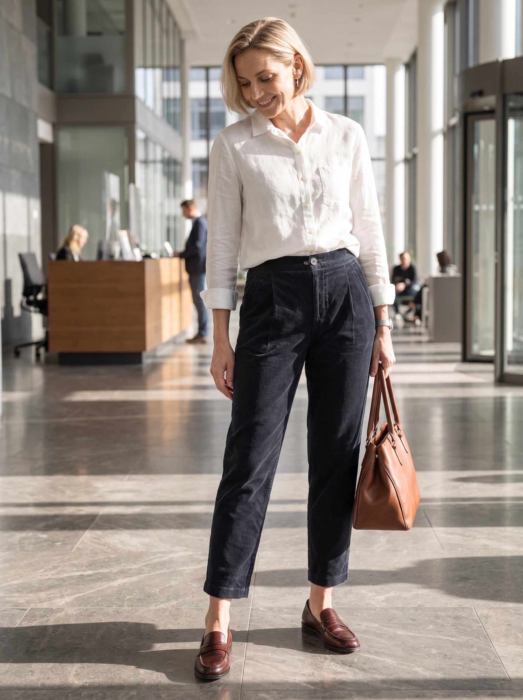 Black Cotton Elastic Waist Tapered Pants NIKKI by LINTICO