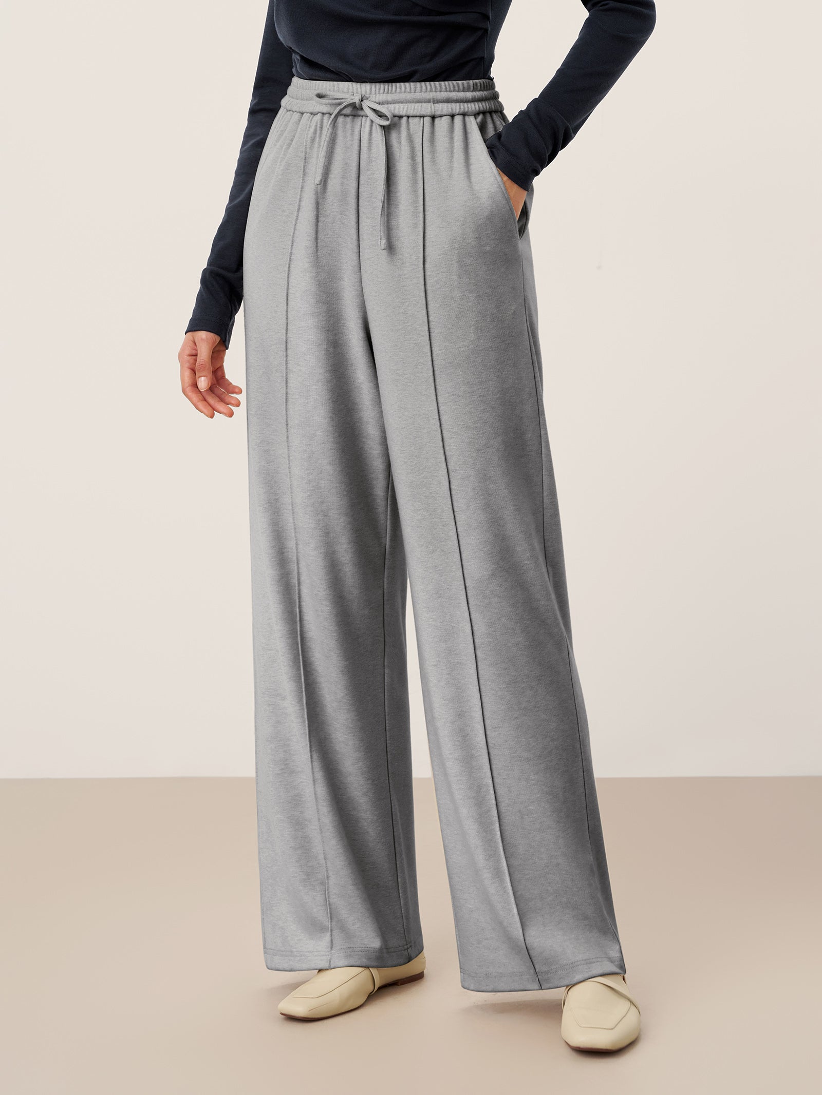 Lyocell-Blend Sculpted Pin-Tuck Drawstring Straight Trousers TAMSIN by LINTICO for women