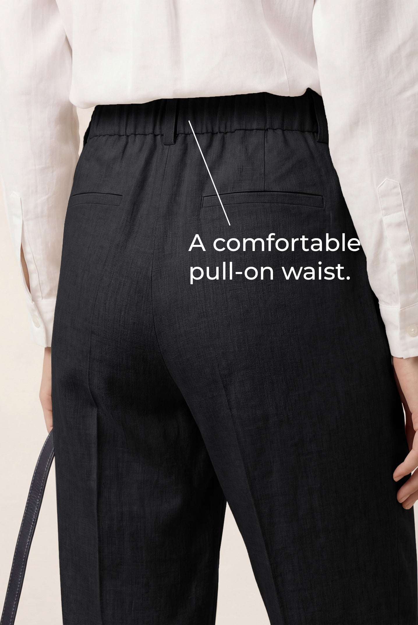 Linen Tailored Straight Cropped Pants LOGAN by LINTICO for women