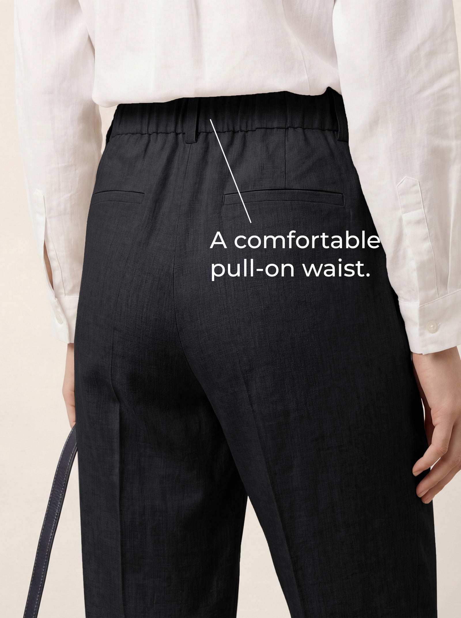 Linen Tailored Straight Cropped Pants LOGAN by LINTICO for women