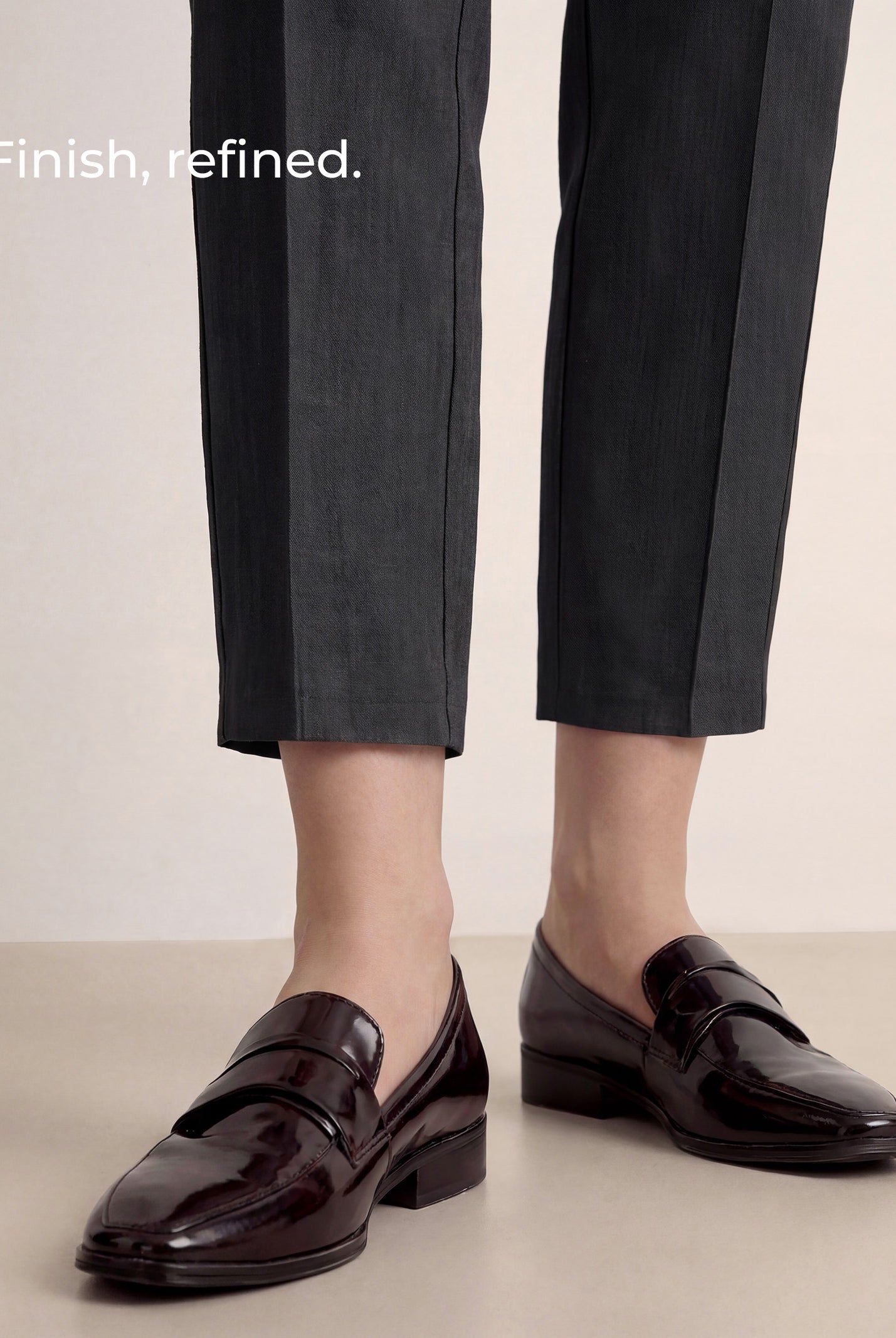 Linen Tailored Straight Cropped Pants LOGAN by LINTICO for women