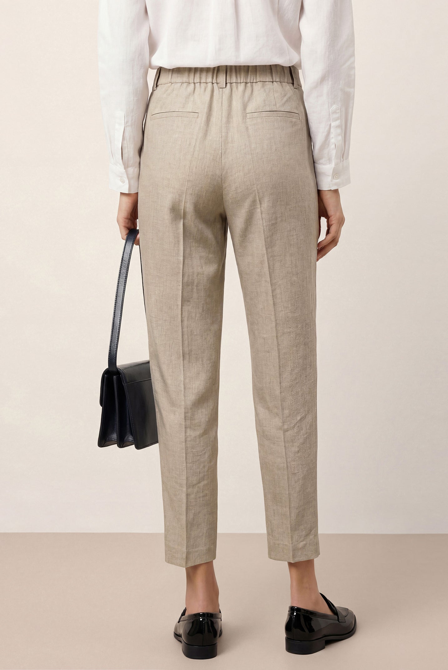 Linen Tailored Straight Cropped Pants LOGAN by LINTICO for women