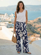 Linen Abstract-Print Straight-Leg Pants ORLA by LINTICO for women
