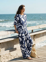 Linen Abstract-Print Straight-Leg Pants ORLA by LINTICO for women