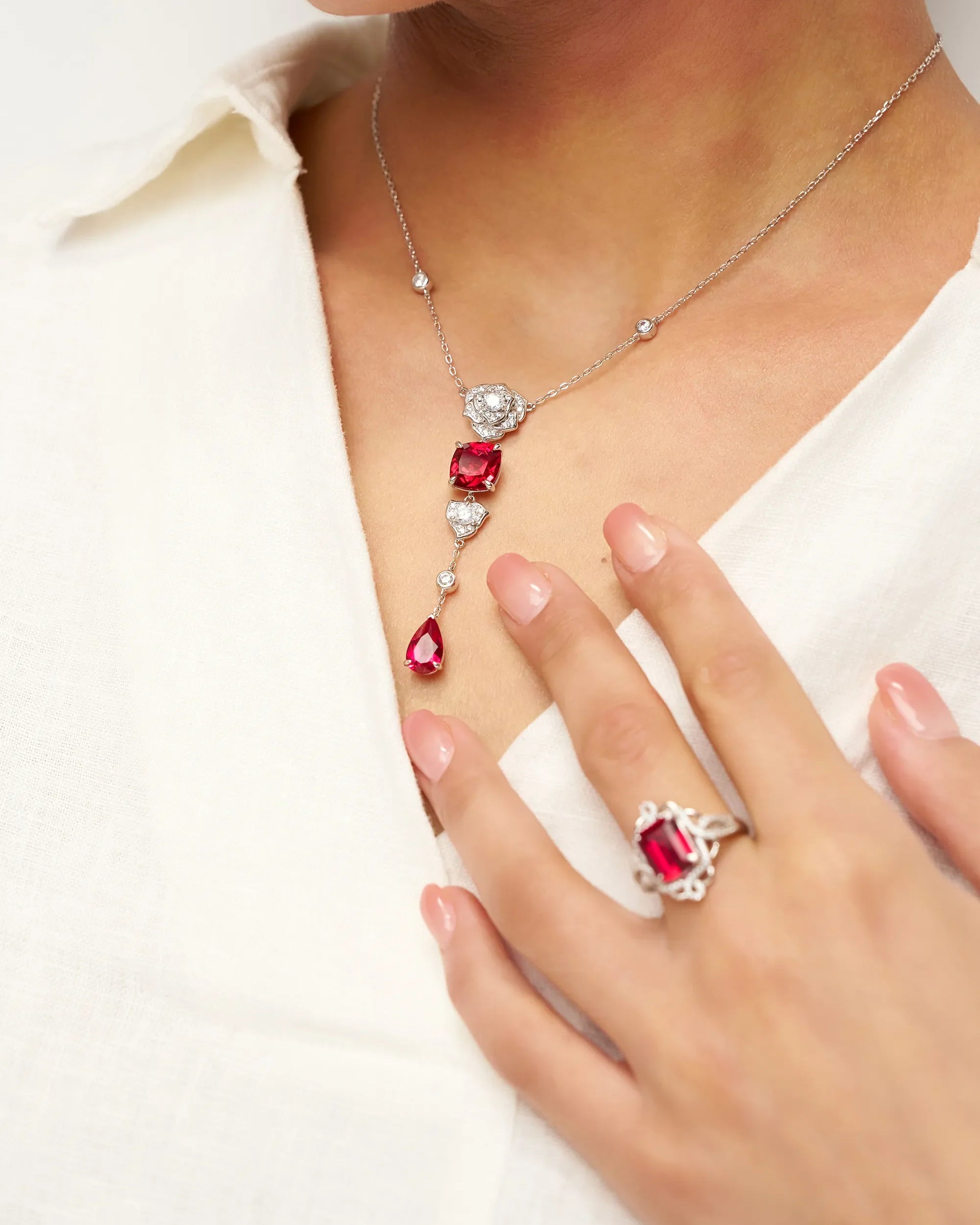 Exquisite Ruby Necklace - Veil - One-Size - ACCESSORIES-Jewelry