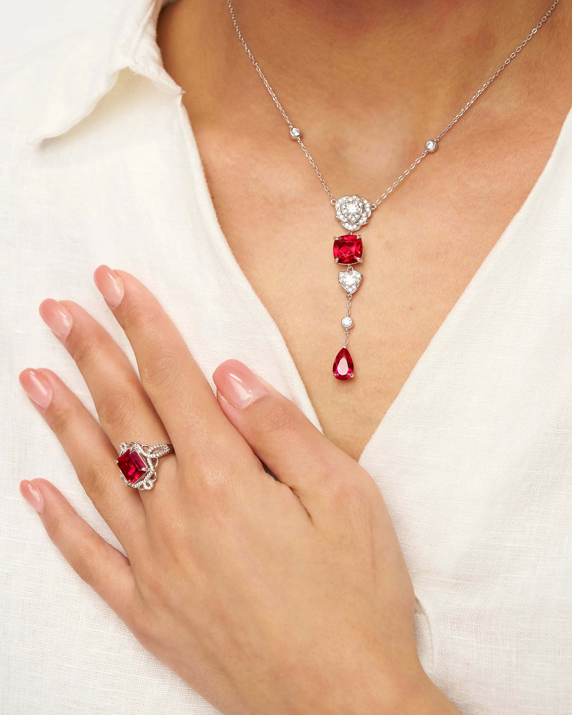 Exquisite Ruby Necklace - Veil - One-Size - ACCESSORIES-Jewelry