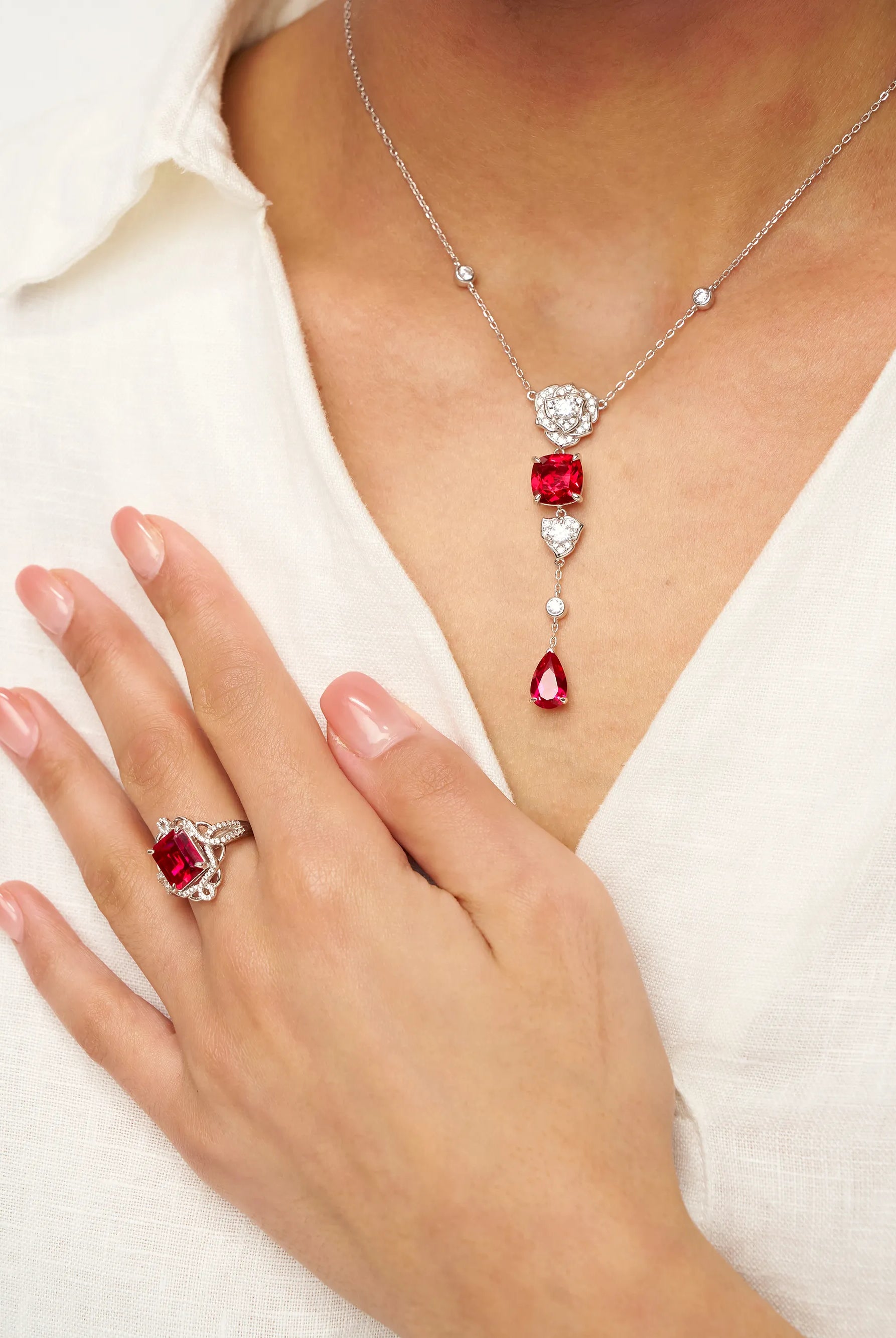Exquisite Ruby Necklace - Veil - One-Size - ACCESSORIES-Jewelry