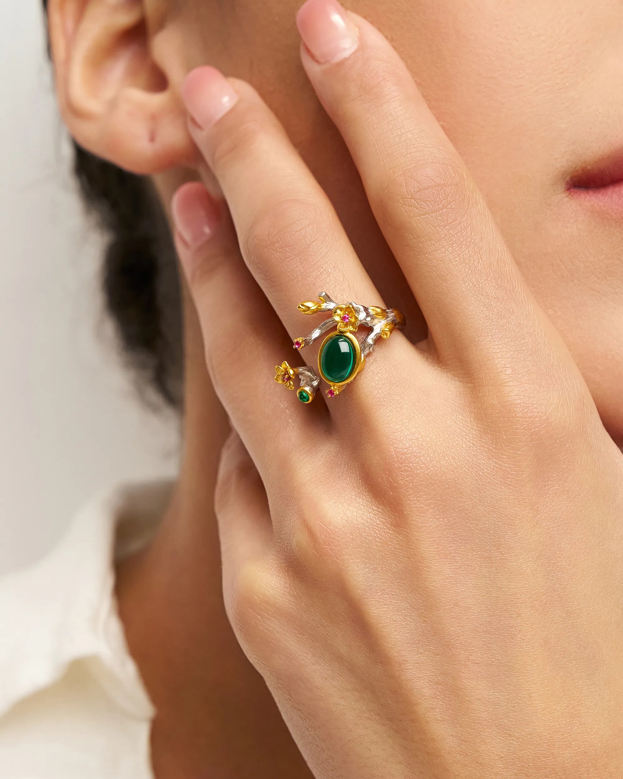 Exquisite Emerald Ring - Enchanted Branch - One-Size - ACCESSORIES-Jewelry