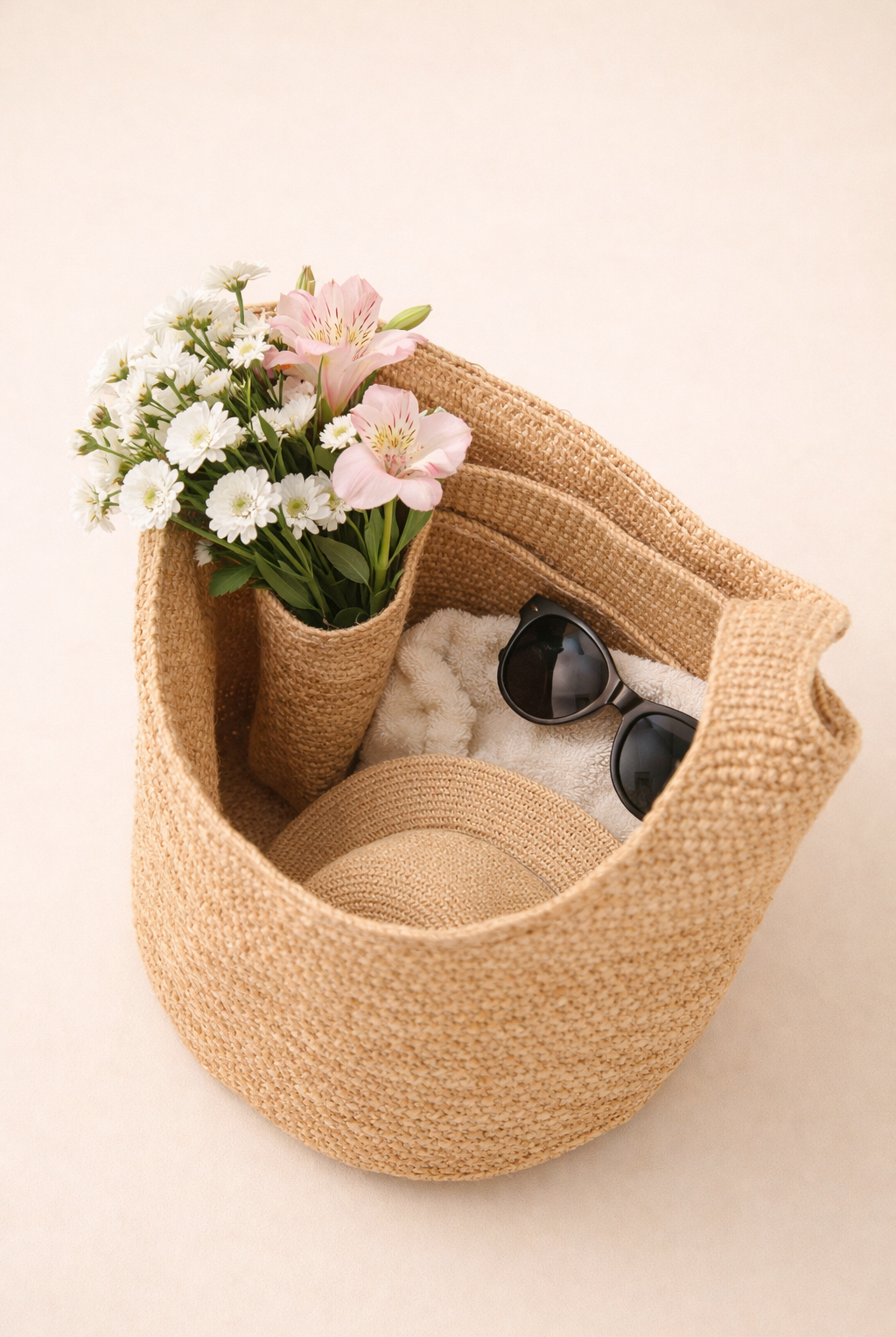 Raffia Straw Bucket Bag Handwoven Structured Shoulder Beach Vacation Bag by LINTICO for women
