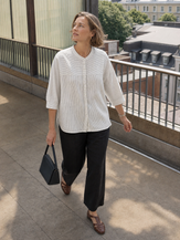 100% Linen Striped Three-Quarter Sleeve Shirt SKYLAR by LINTICO