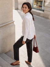 White 100% Linen Classic Shirt Top SAVANNAH by LINTICO
