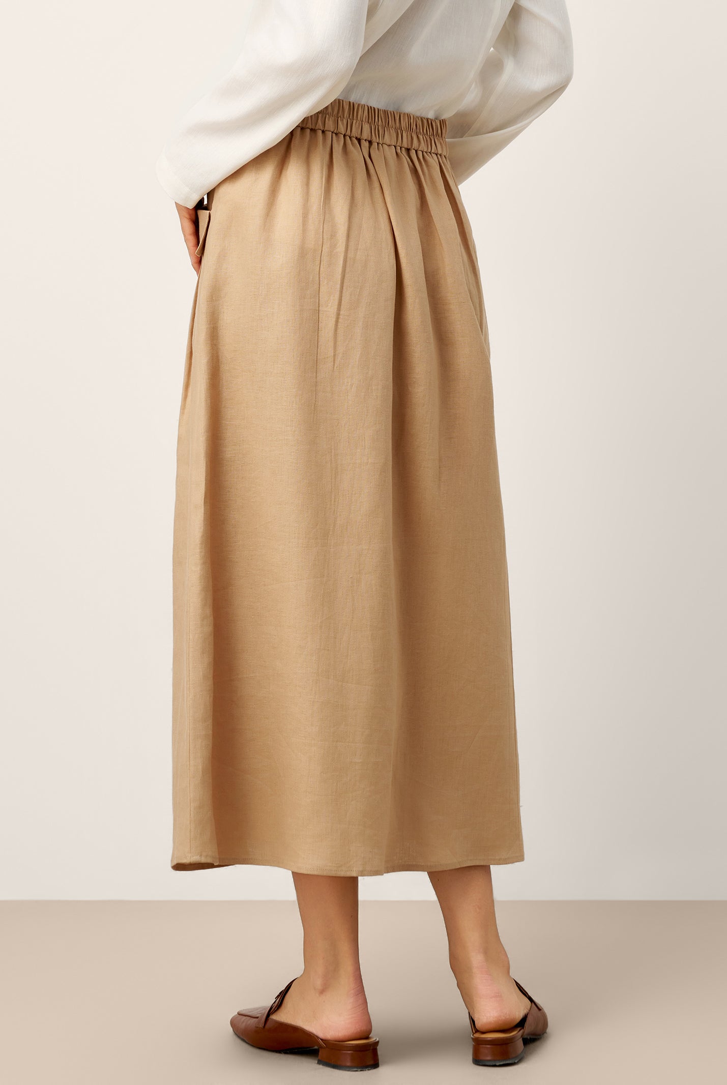 100% Linen Flap Pocket A-Line Skirt IANTHE by LINTICO for women
