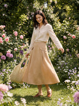 100% Linen Flap Pocket A-Line Skirt IANTHE by LINTICO for women