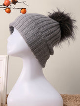 100% Cashmere Rib-Knit Slouchy Beanie With Pom-Pom by LINTICO for women