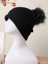 100% Cashmere Rib-Knit Slouchy Beanie With Pom-Pom by LINTICO for women