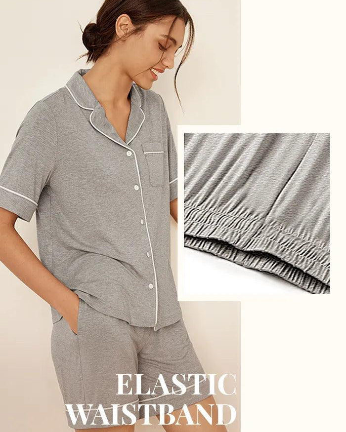Short Sleeve Bamboo Pajama Set ODESSA - LOUNGEWEAR-Bamboo PJS