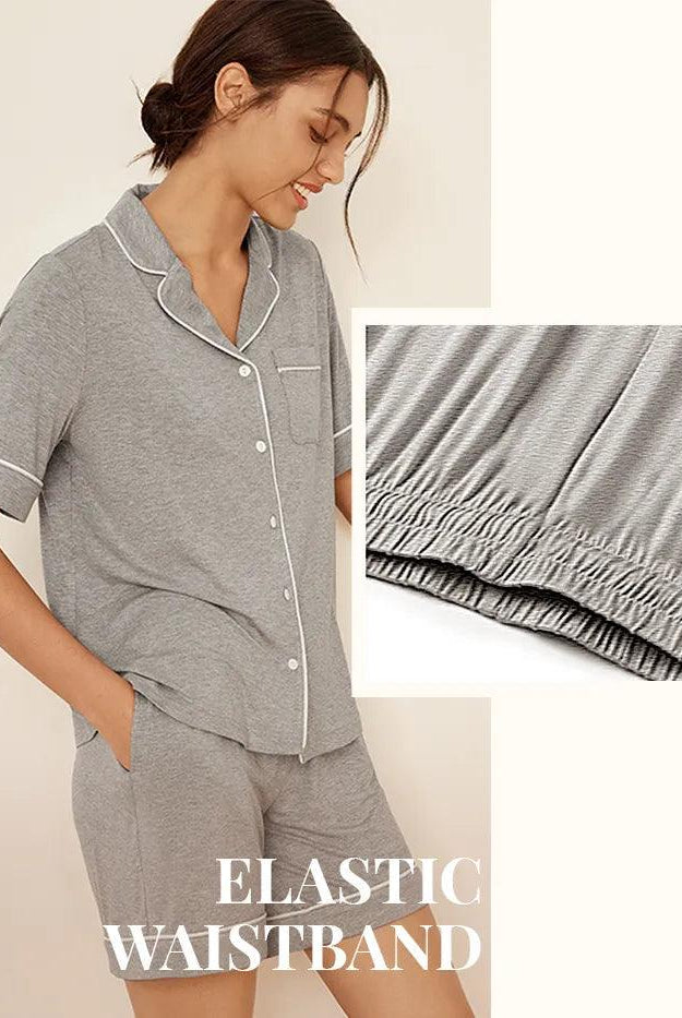 Short Sleeve Bamboo Pajama Set ODESSA - LOUNGEWEAR-Bamboo PJS