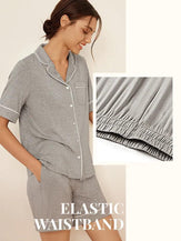 Short Sleeve Bamboo Viscose Pajama Set ODESSA - LOUNGEWEAR-Bamboo Viscose PJS