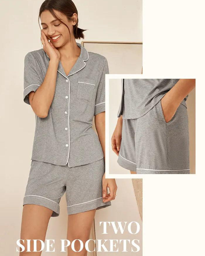 Short Sleeve Bamboo Pajama Set ODESSA - LOUNGEWEAR-Bamboo PJS