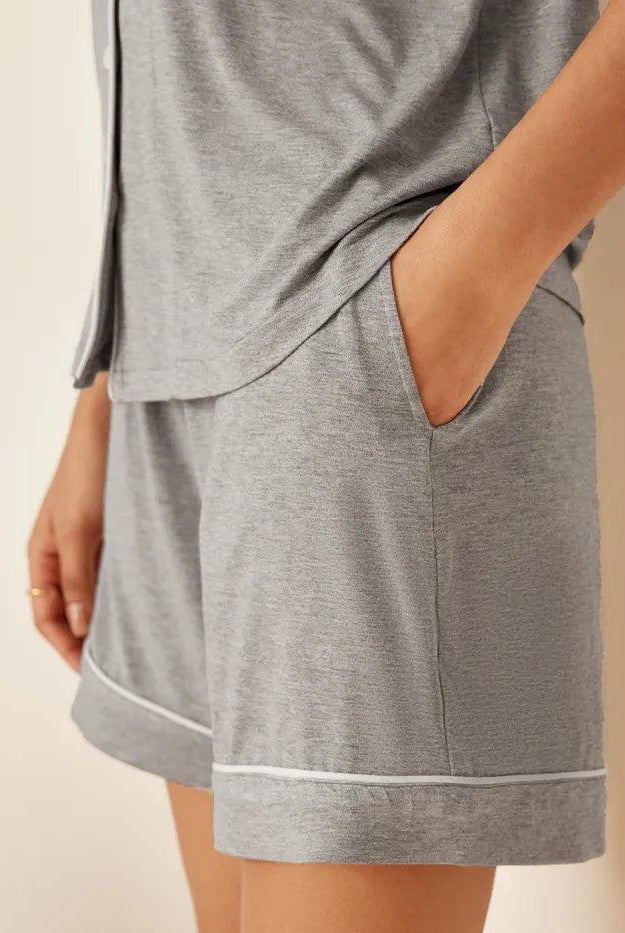 Short Sleeve Bamboo Pajama Set ODESSA - Cloud Grey / Bottoms / S - LOUNGEWEAR-Bamboo PJS