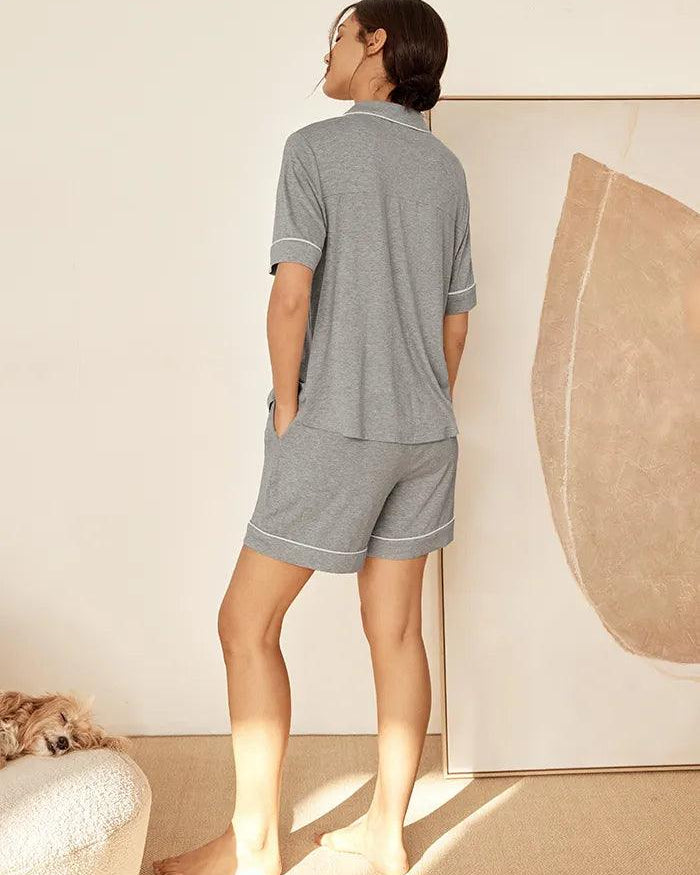 Short Sleeve Bamboo Pajama Set ODESSA - LOUNGEWEAR-Bamboo PJS