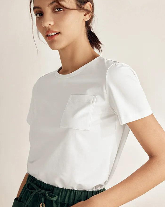 Stretch-Knit Bamboo Classic Basic Tee BELLE - TOPS-Bamboo Tees