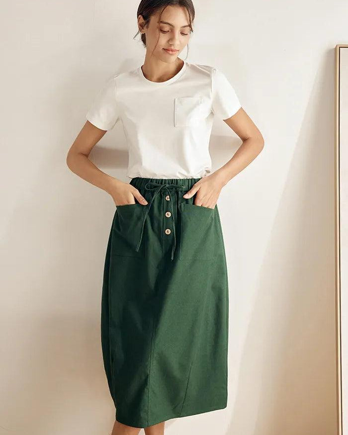 Stretch-Knit Bamboo Classic Basic Tee BELLE - TOPS-Bamboo Tees