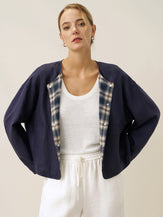 Tencel Linen Reversible Crew Neck Casual Jacket CHLOE by LINTICO for women