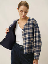 Tencel Linen Reversible Crew Neck Casual Jacket CHLOE by LINTICO for women