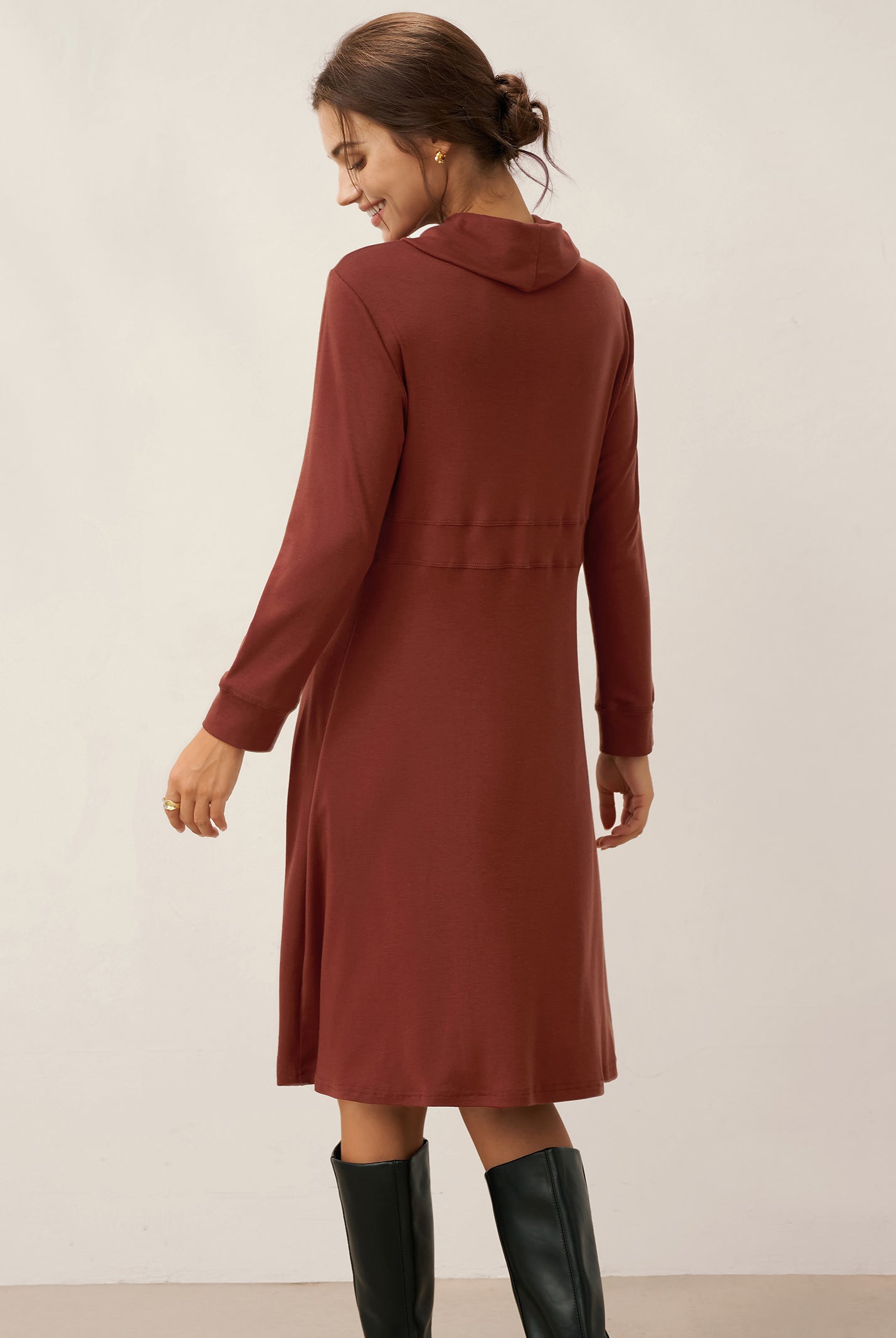Lyocell Wool Draped Neck Stretch Mini Dress KIRA by LINTICO for women