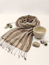Textured Linen Lightweight Wrap Scarf by LINTICO