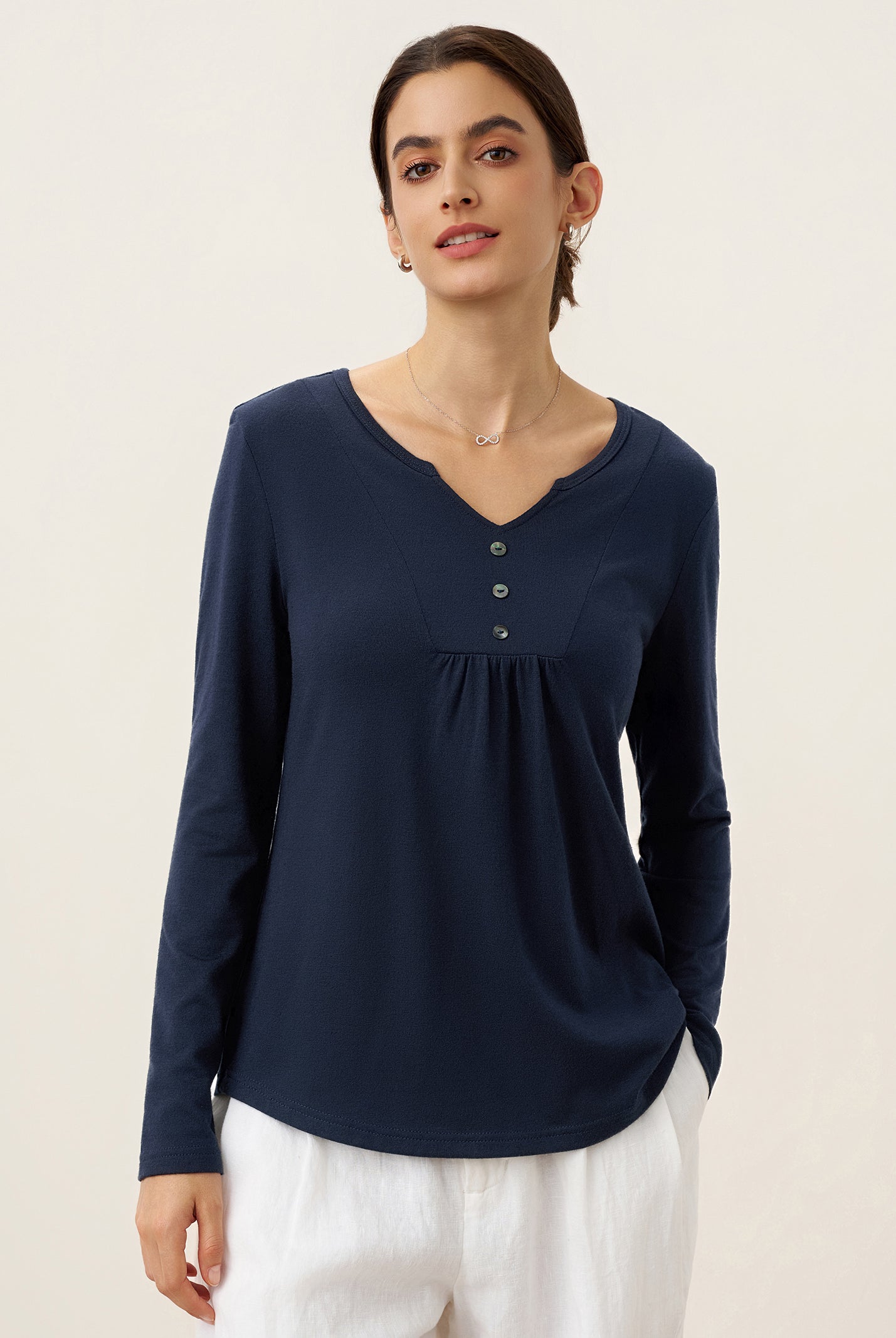 Cashmere-Blend Textured Pleated Shell Accent Stretch Top ZINNIA by LINTICO for women