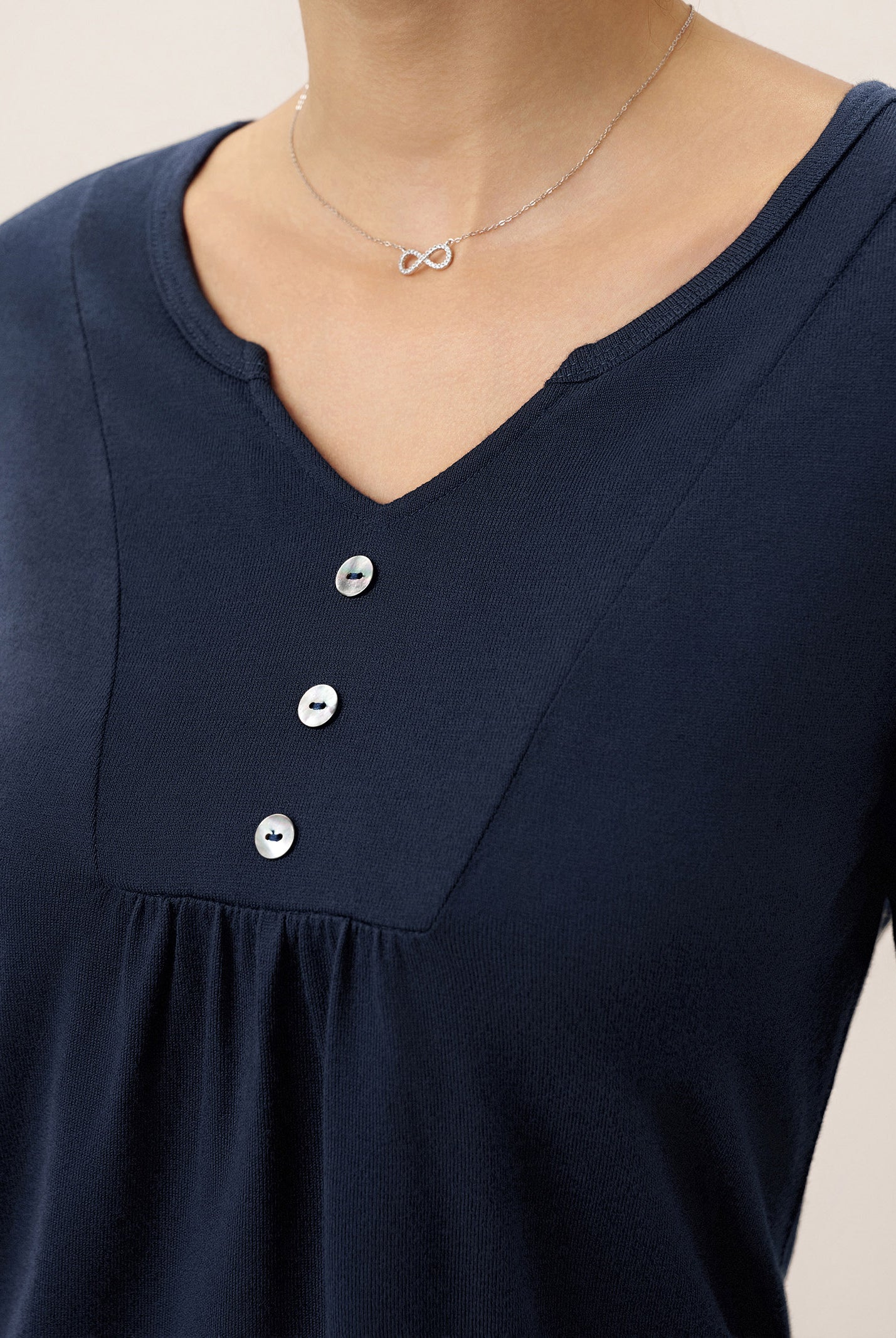 Bamboo Viscose Textured Pleated Shell Accent Stretch Top ZINNIA by LINTICO for women