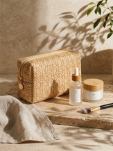 Vintage Woven Straw Makeup Bag Travel Cosmetic Toiletry Organizer Pouch by LINTICO for women