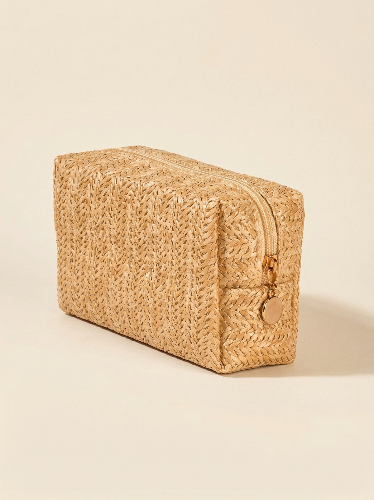 Vintage Woven Straw Makeup Bag Travel Cosmetic Toiletry Organizer Pouch by LINTICO for women