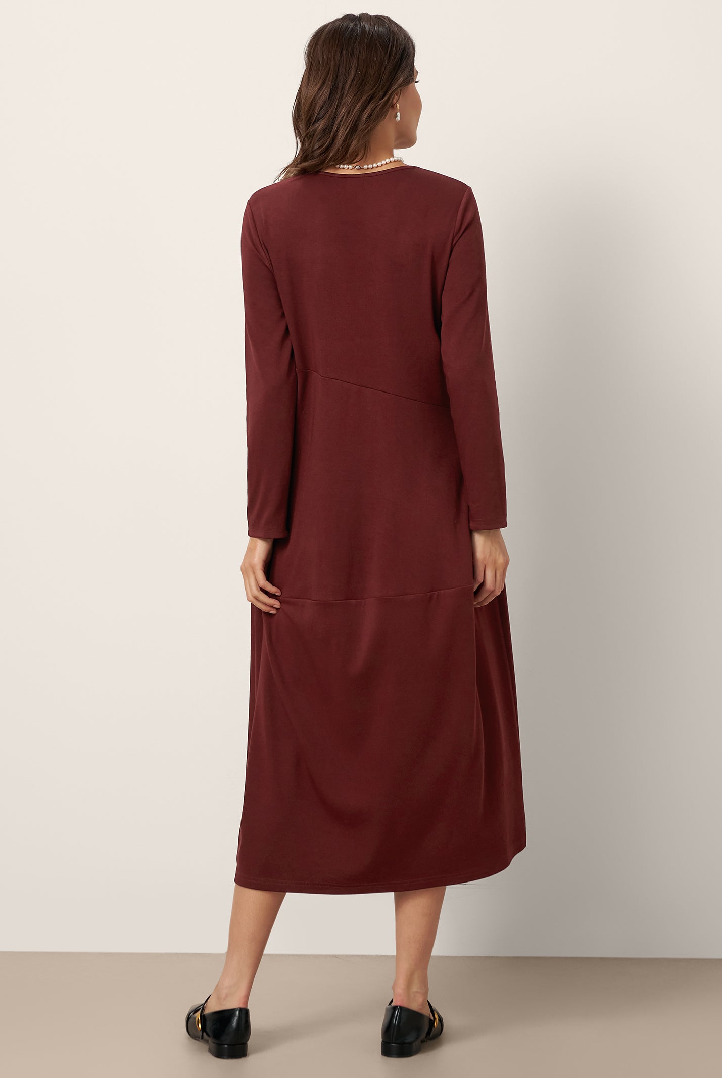 Wool-Cotton Asymmetric Cocoon Midi Dress AVERIE by LINTICO for women