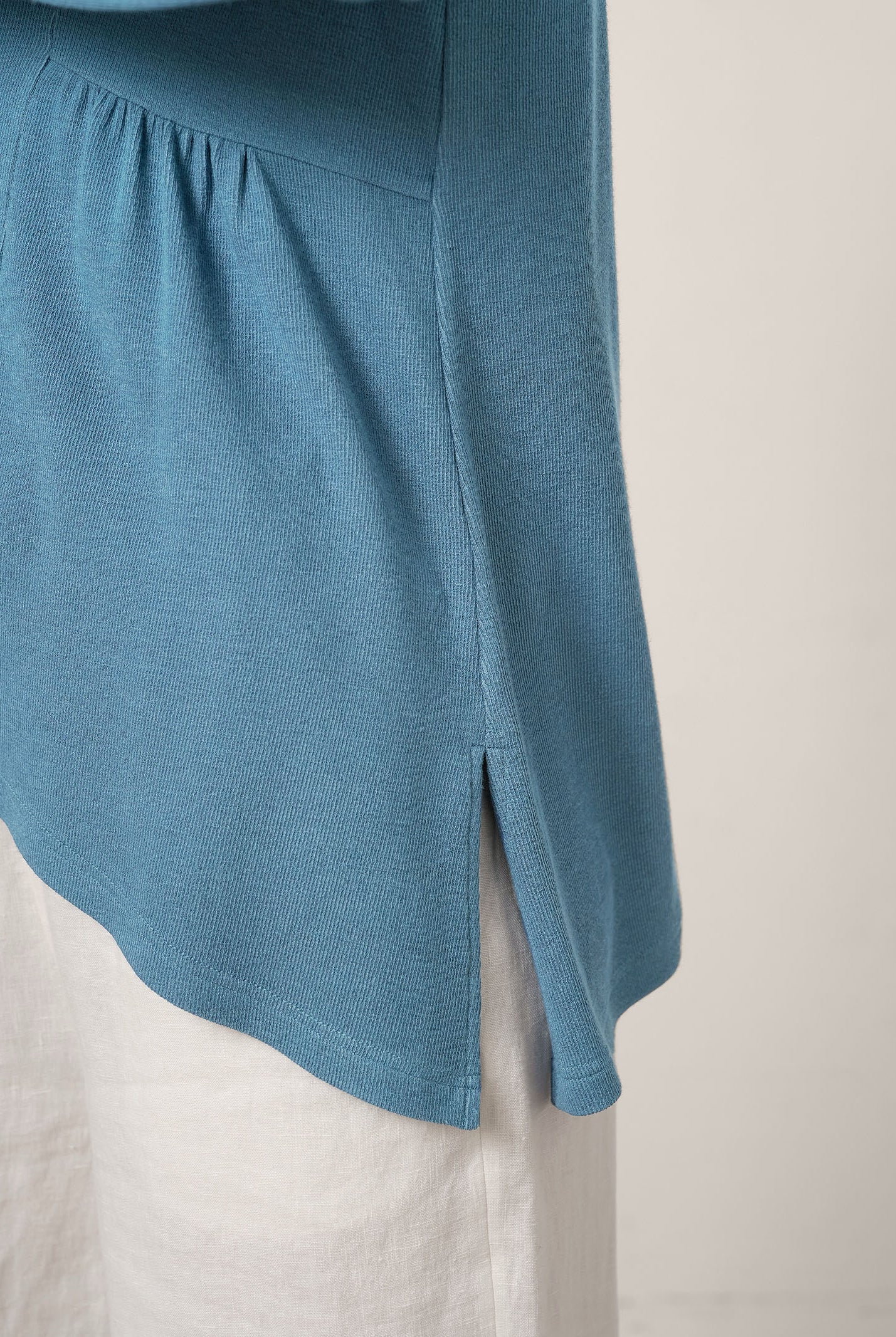 Wool-Blend Sweetheart Pleated Long Sleeve Top AMBER by LINTICO for women