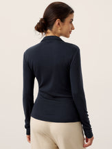 Wool Asymmetric Side Ruched Stretch Top BRIONY by LINTICO for women