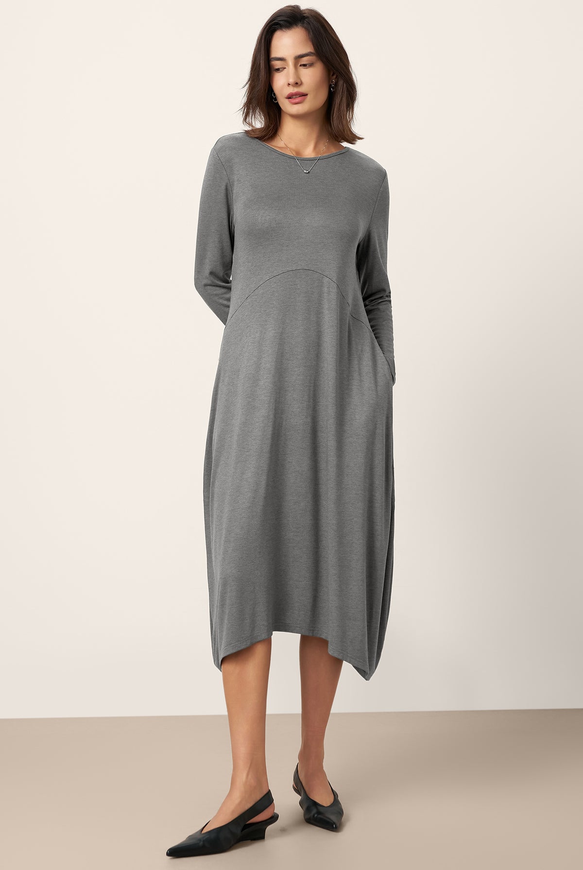 Wool Cocoon Curved Waist Mini Dress FARRAH by LINTICO for women
