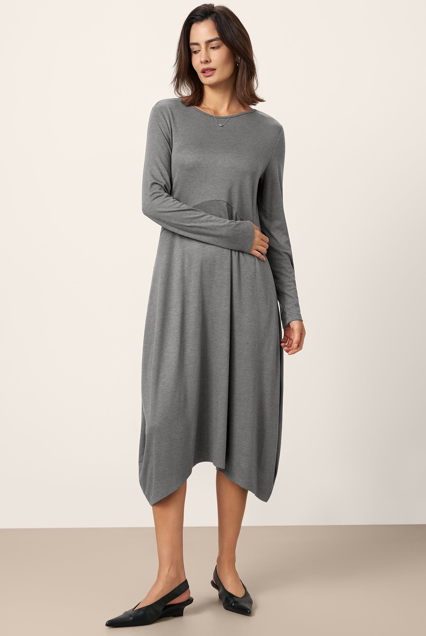 Wool Cocoon Curved Waist Mini Dress FARRAH by LINTICO for women