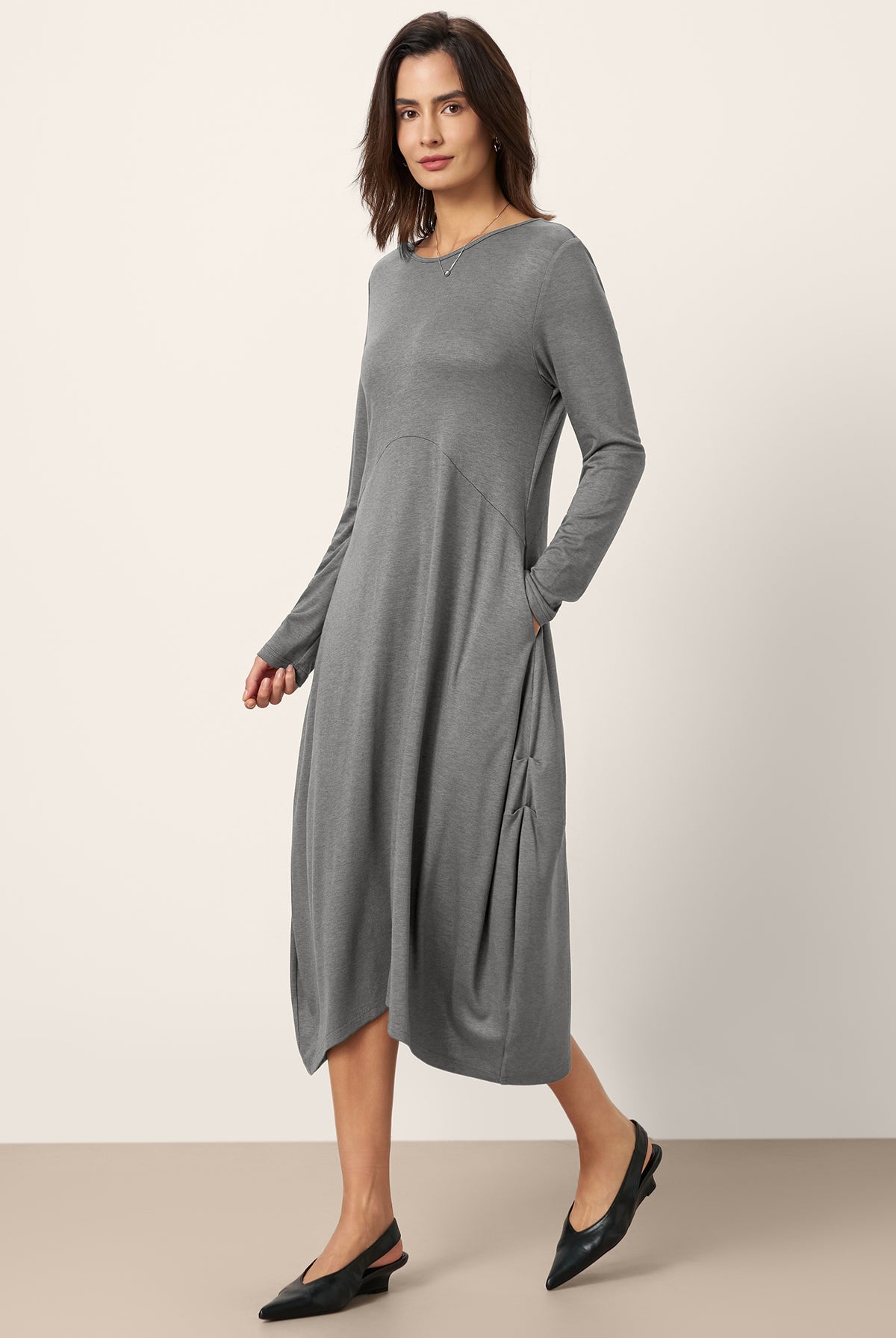 Wool Cocoon Curved Waist Mini Dress FARRAH by LINTICO for women
