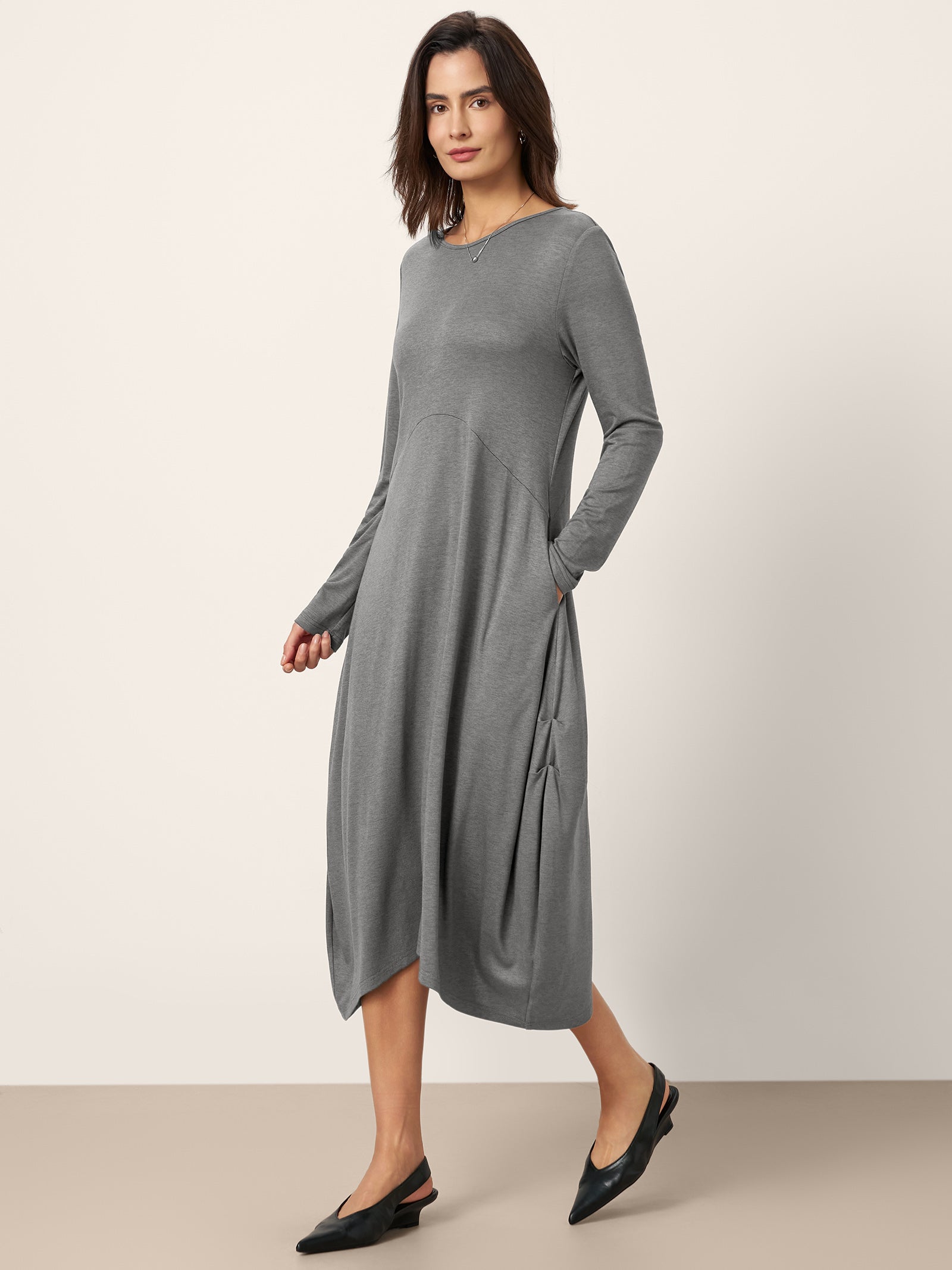 Wool Cocoon Curved Waist Mini Dress FARRAH by LINTICO for women