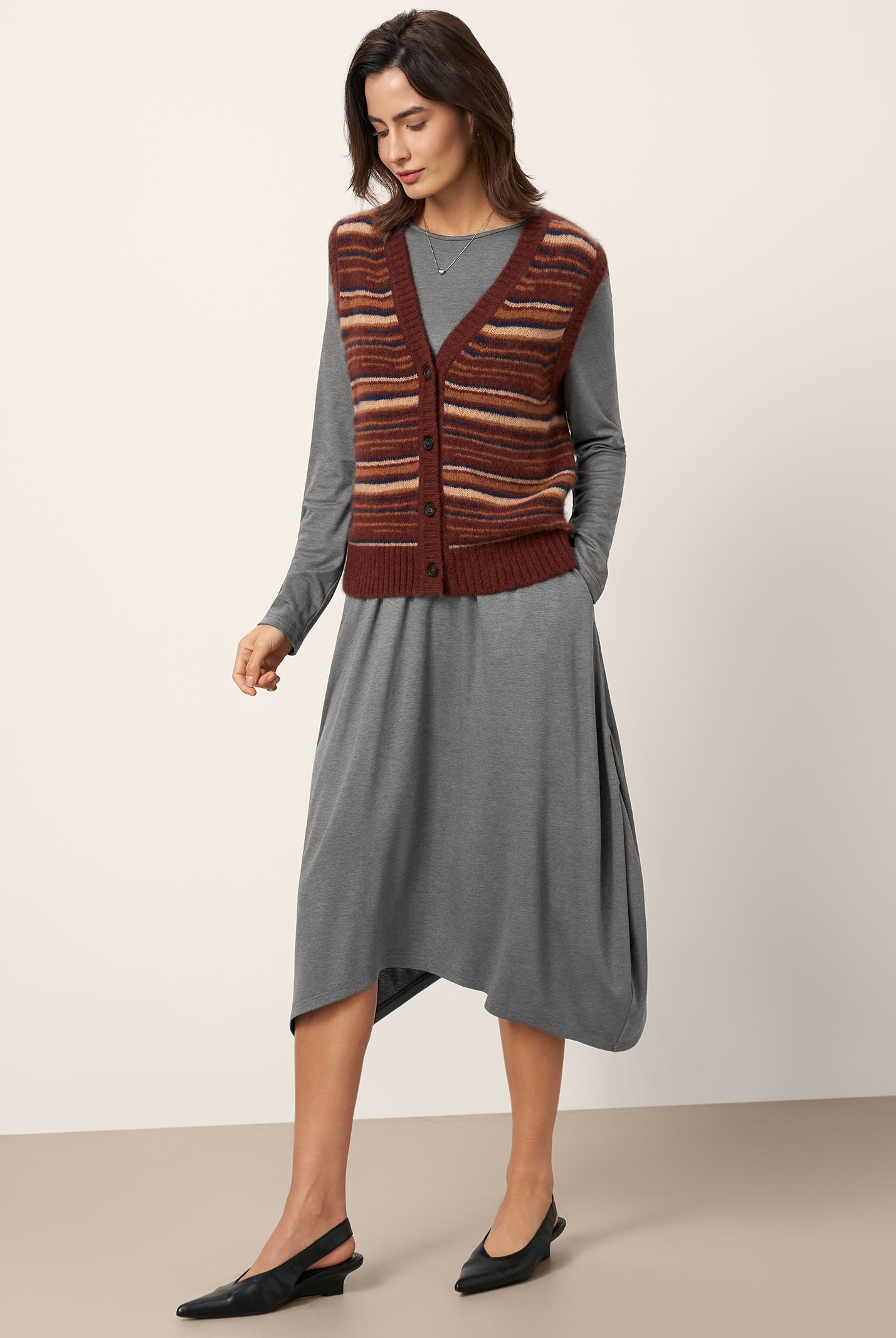 Wool Cocoon Curved Waist Mini Dress FARRAH by LINTICO for women